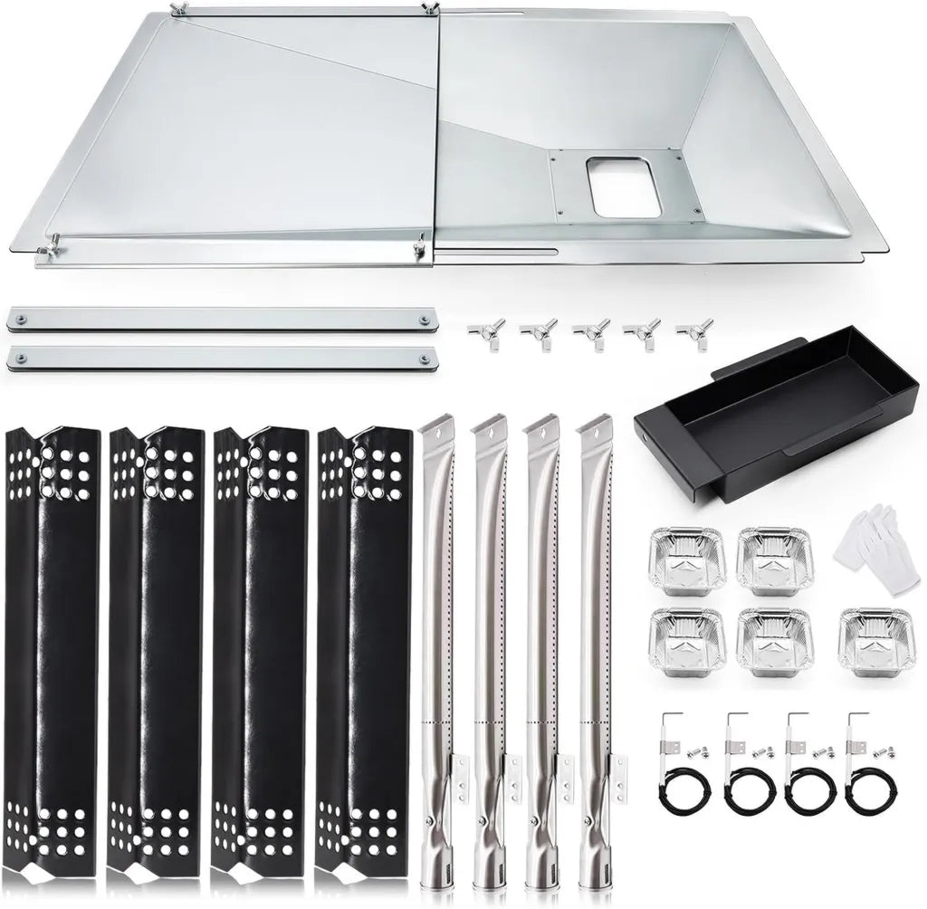 Kit Pièces de Rechange pour Barbecue Nexgrill 4 Brûleurs, Compatible Modèles 720-0830H/0783E, Plateau Graisse Ajustable, Brûleurs et Allumeurs