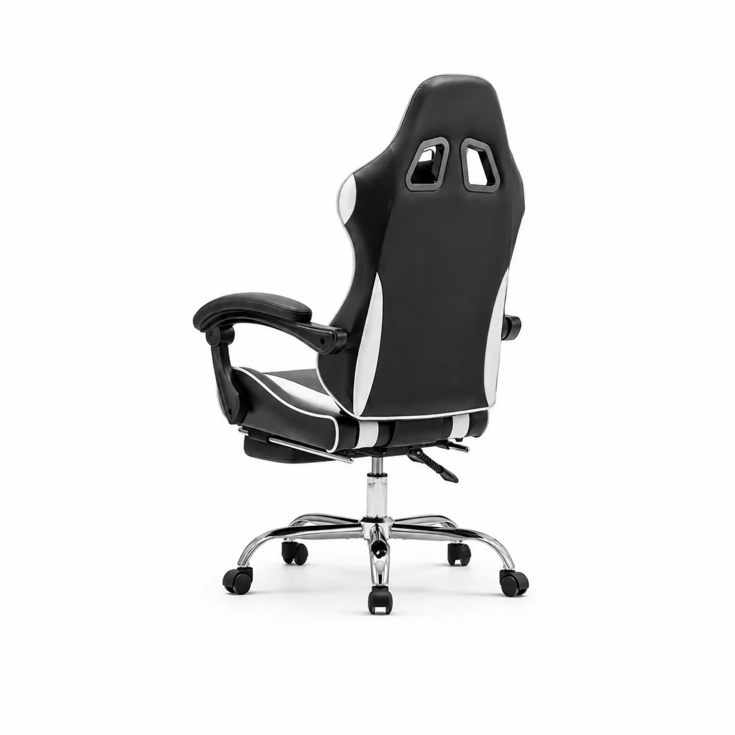 Chaise de bureau ergonomique en cuir synthétique noir et blanc