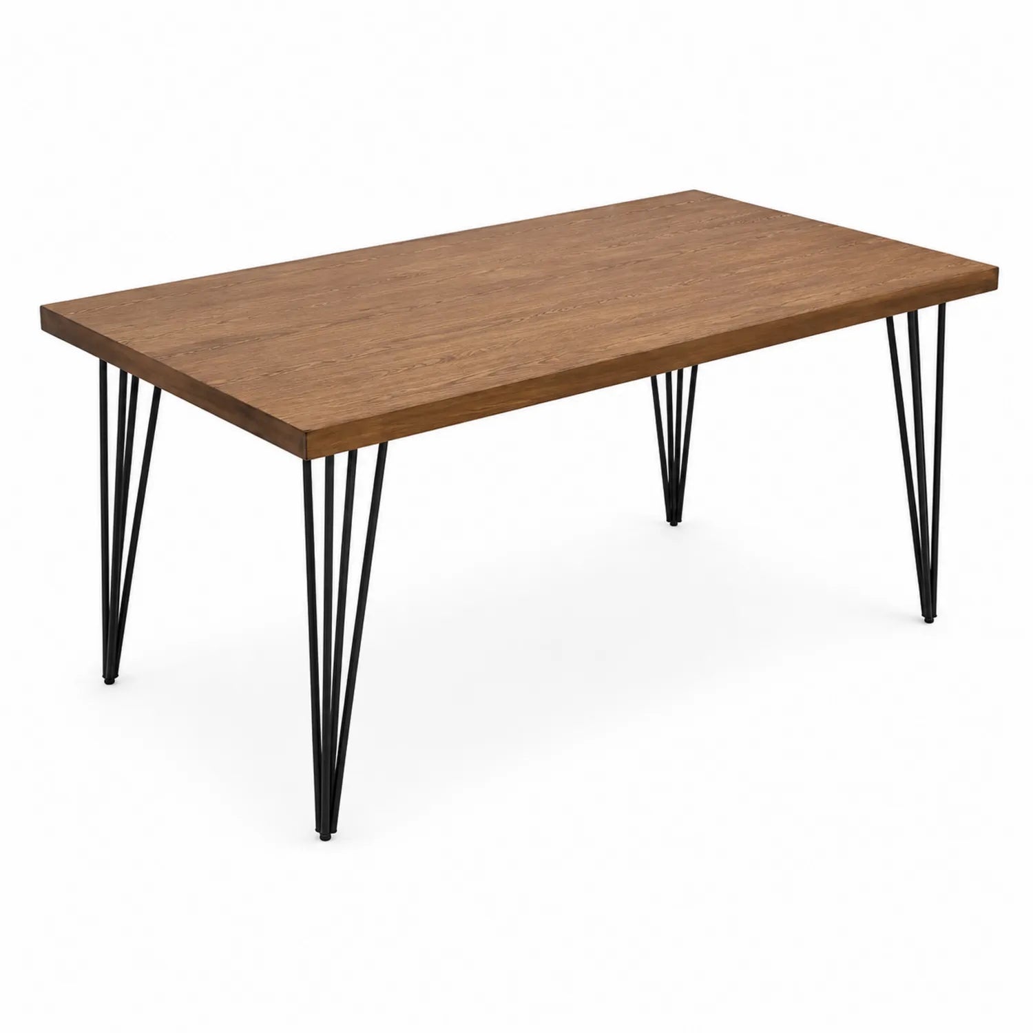 Table Rectangulaire en Chêne avec Pieds en Métal Noir