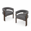 Lot de 2 chaises en bois et tissu gris