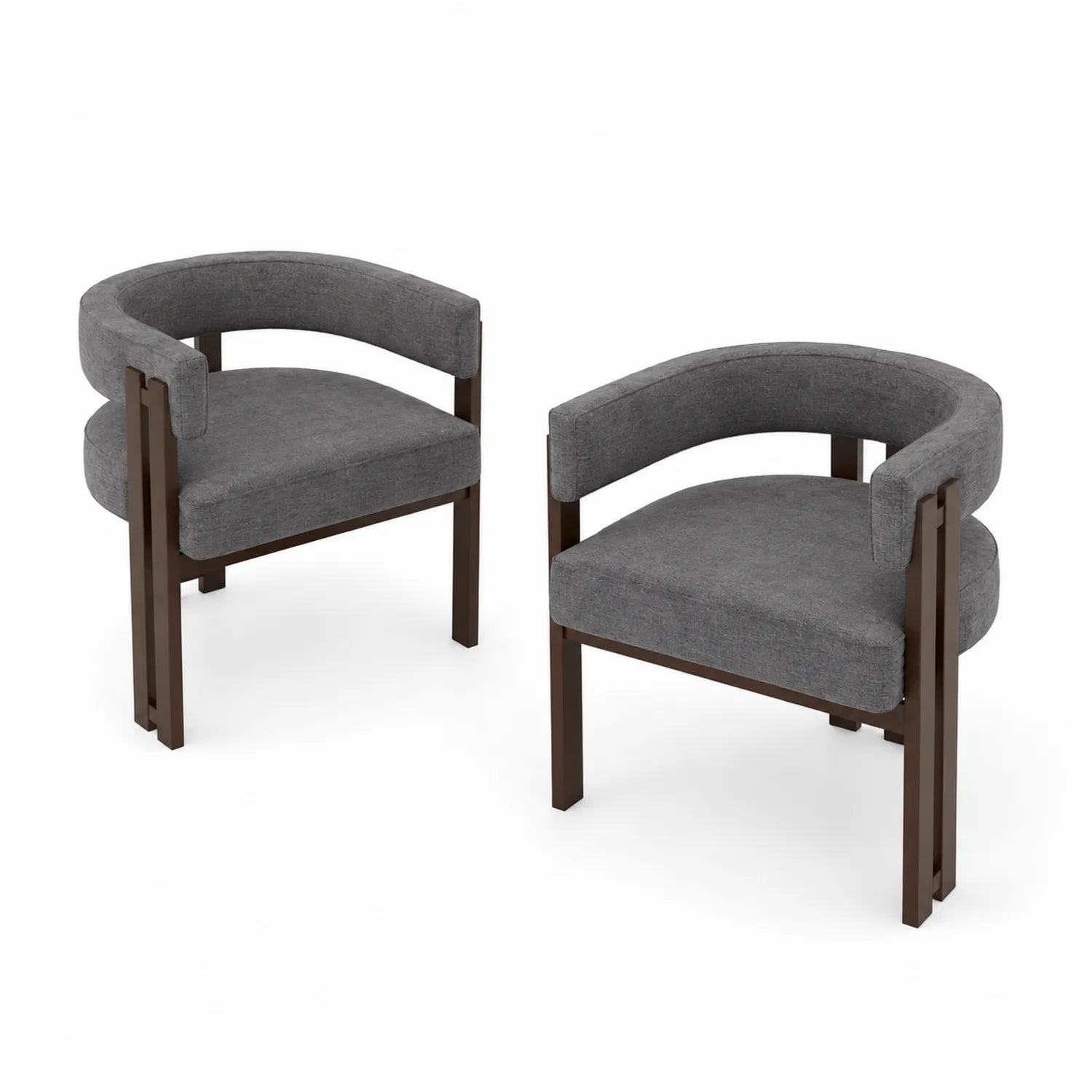 Lot de 2 chaises en bois et tissu gris