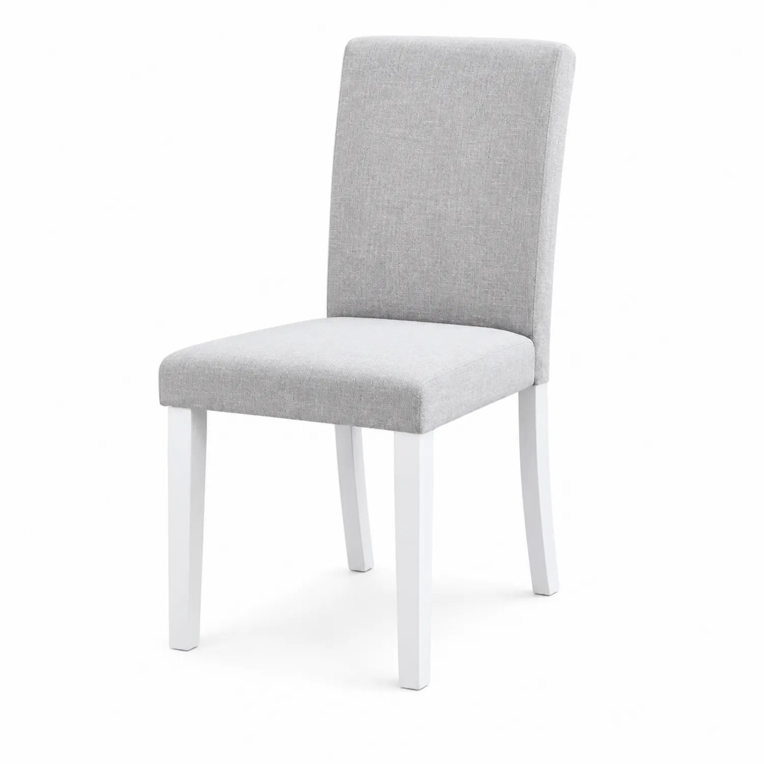 Chaise en bois tissu polyester Gris pieds Blancs