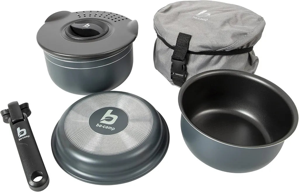 Bo-Camp - Ensemble de Casseroles de Camping - 5 Pièces - Aluminium Anodisé, Anthracite