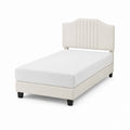 Lit simple en bois et tissu Beige 90x200 cm