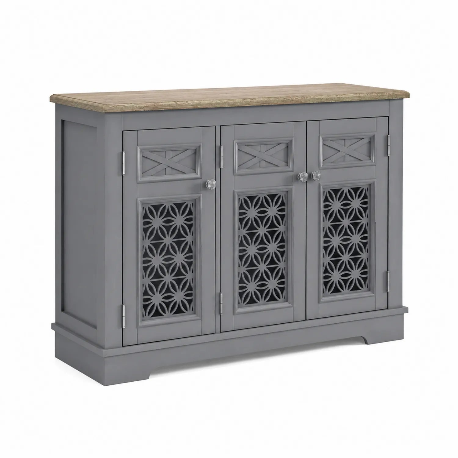 Buffet en bois MDF gris avec portes ajourées