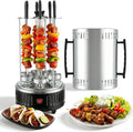 Grill Électrique Vertical 1000W, Rôtissoire Inox avec 12 Brochettes, 2 Tubes Chauffants – Sans Fumée, 360° Kebab pour Maison et Jardin