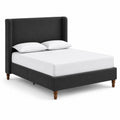 Lit double en tissu Gris Foncé avec coussins 200x160 cm