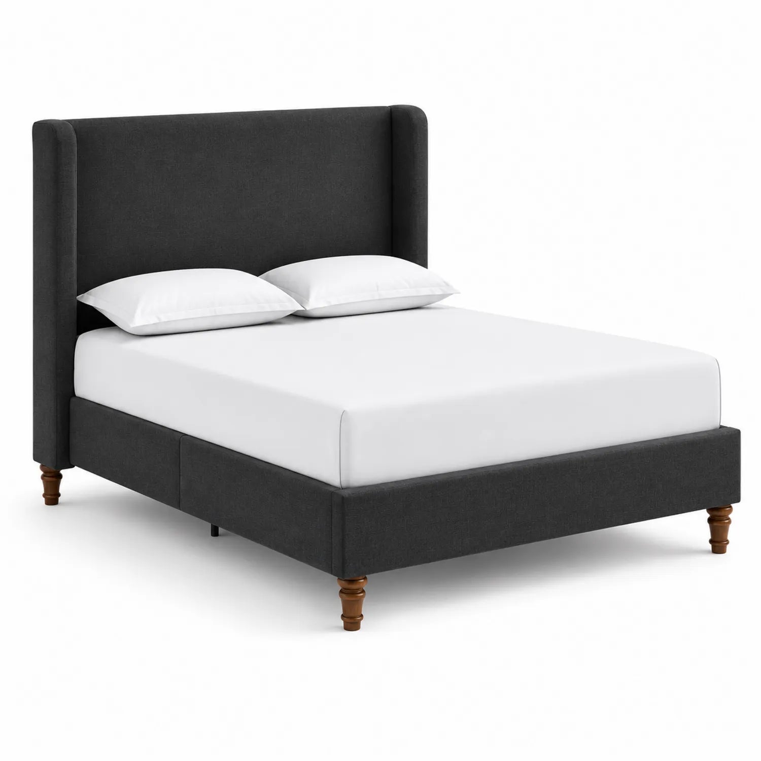 Lit double en tissu Gris Foncé avec coussins 200x160 cm