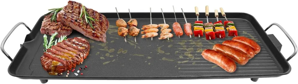 Grill électrique de table 1500W - Plaque antiadhésive 68x28 cm - Ideal pour 1 à 6 personnes - Parfait pour jardin, camping et balcon