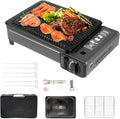 Gril à gaz portable 2-en-1 pour camping et balcon - Plaque et grille intégrées - Idéal pour extérieur et pique-niques