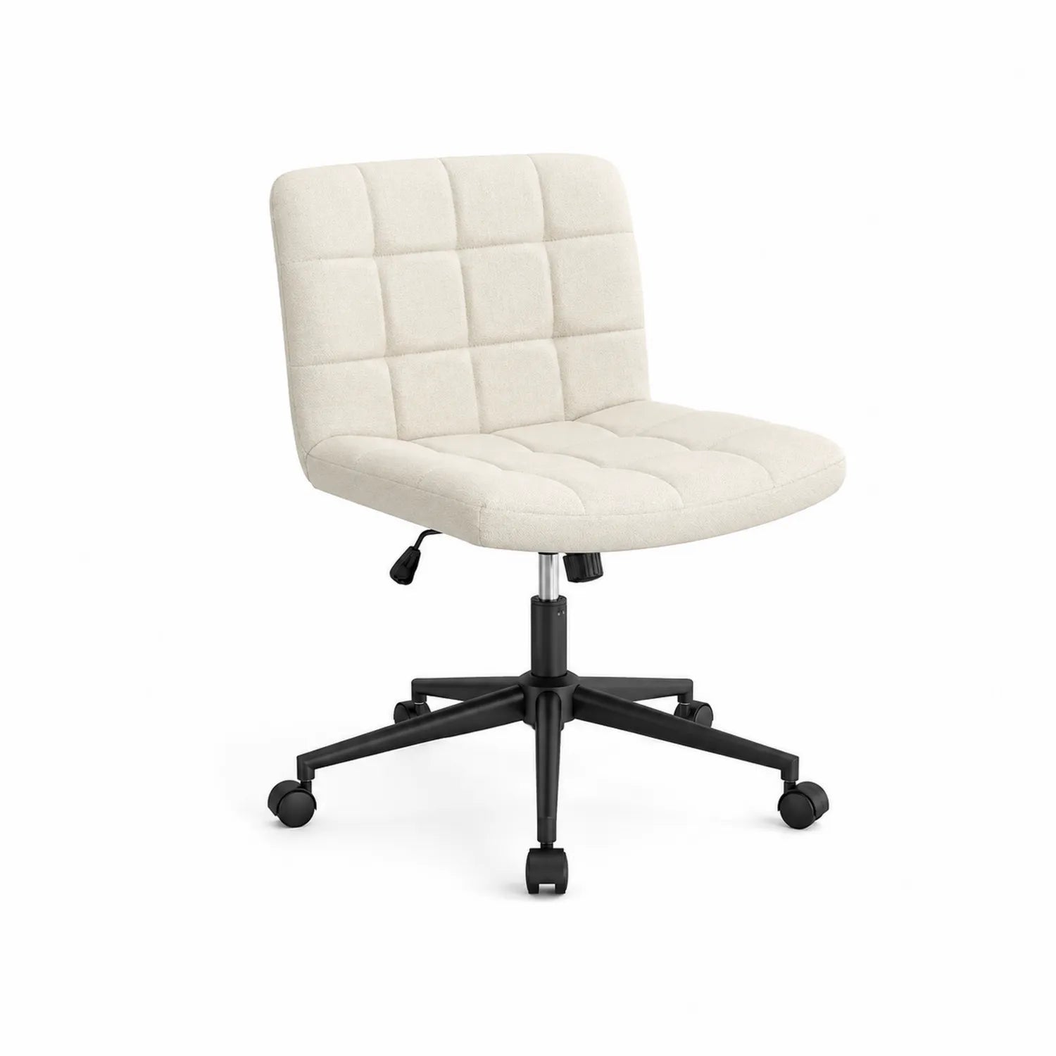 Chaise de bureau en tissu polyester beige avec base en métal