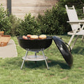 Grill au charbon en acier avec couvercle et valve, compact 36,5 cm, idéal jardin et terrasse