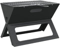 Grill Portable en Acier Noir pour Terrasse et Camping