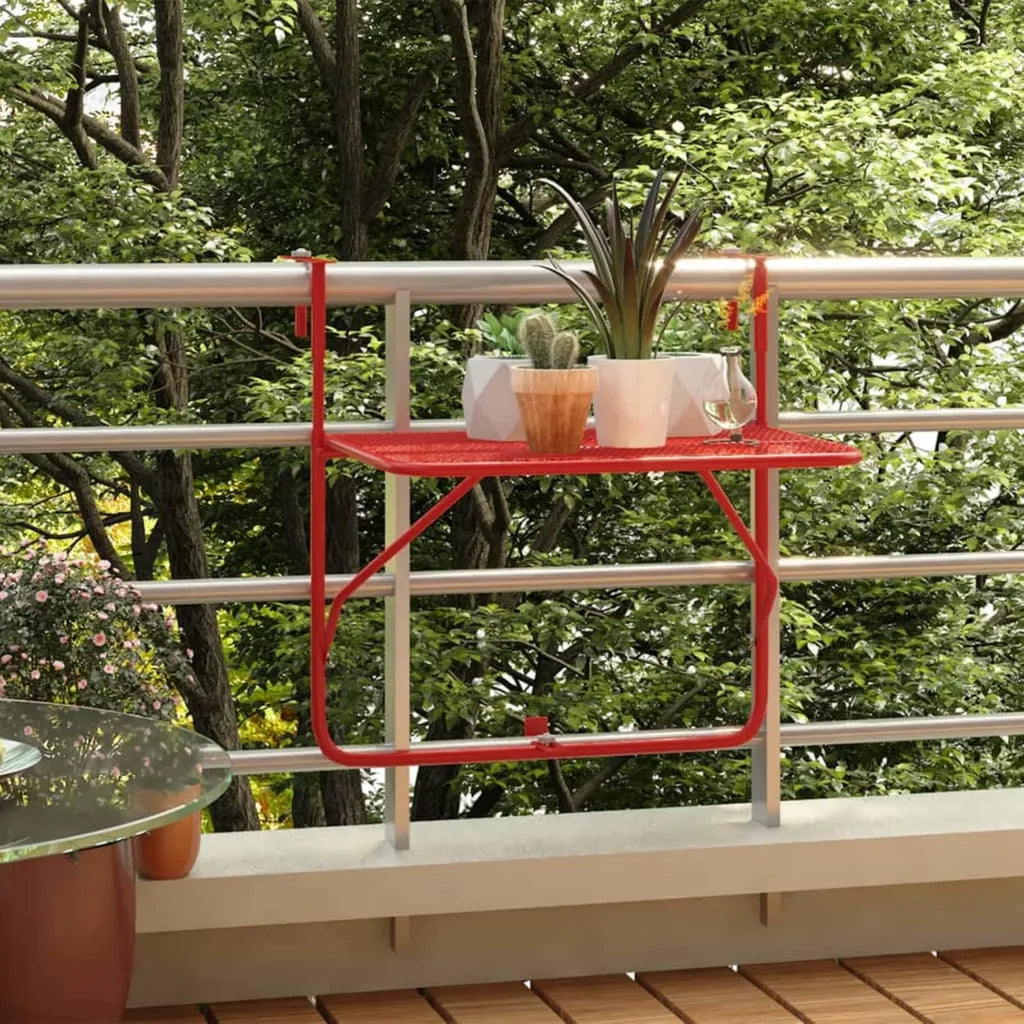 ZHOUMIN Table de Balcon Résistante, Mobilier de Jardin en Acier Rouge, 60x40 cm