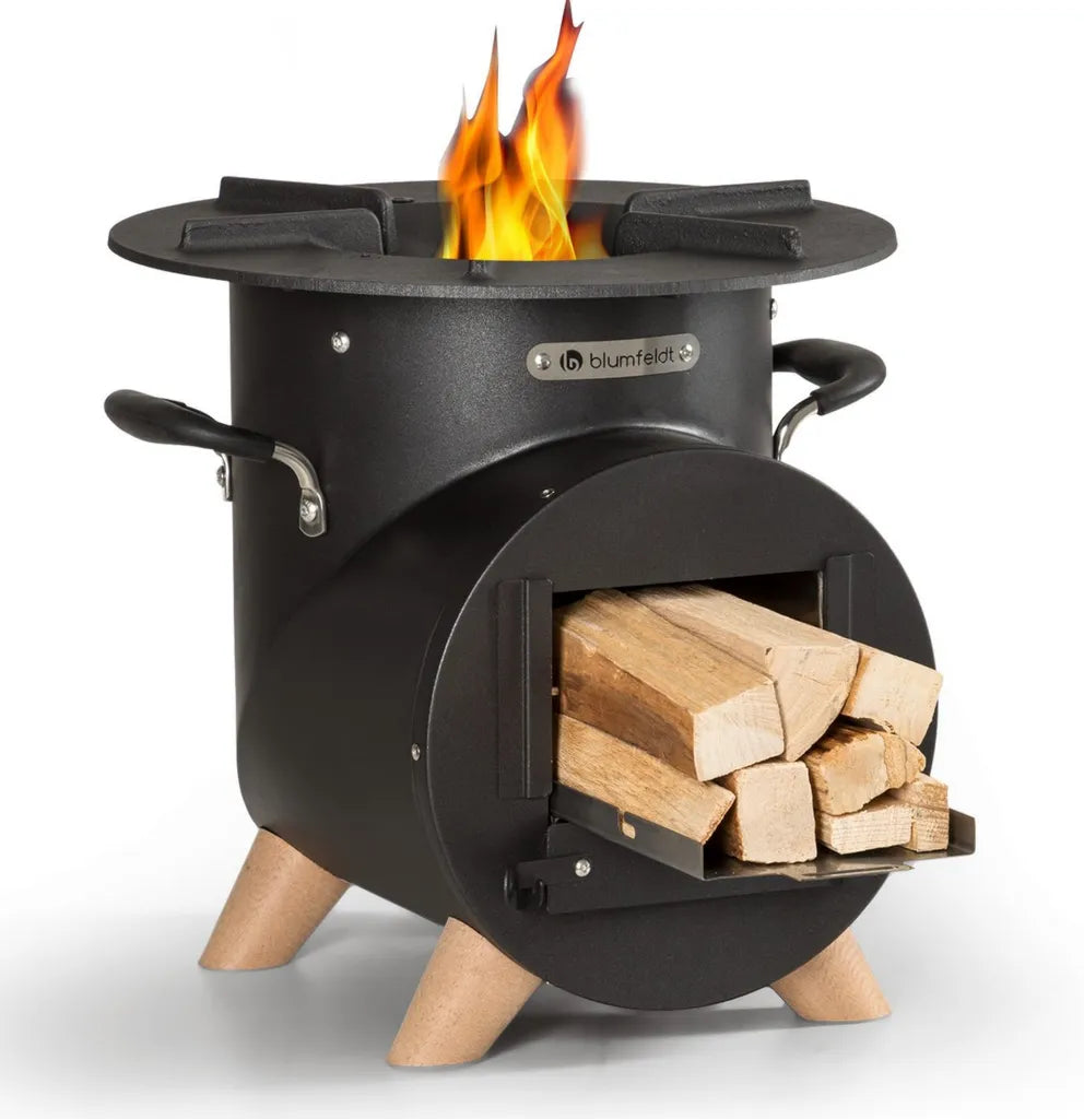 Blumfeldt Brasero Extérieur Portable avec Gril pour Jardin, Bol en Acier et Tisonnier