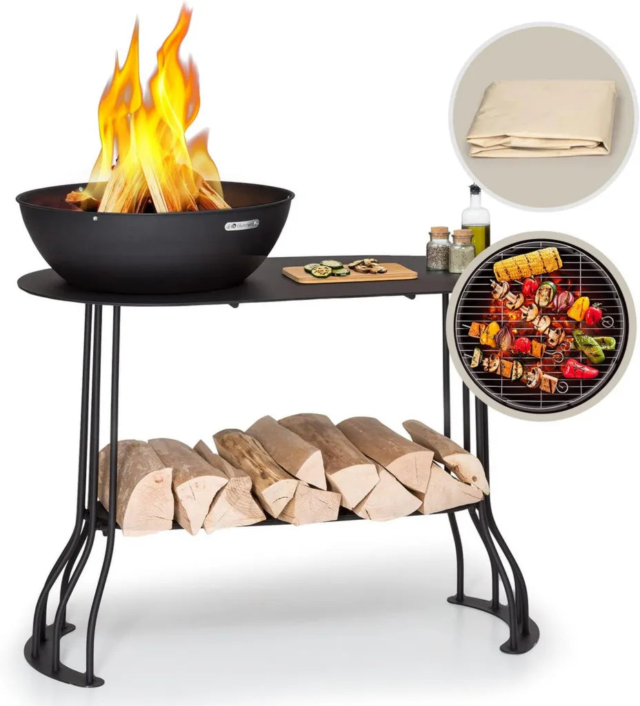 Blumfeldt Brasero Extérieur Jardin Terrasse, Bol Acier Portable, Résistant aux Intempéries avec Tisonnier