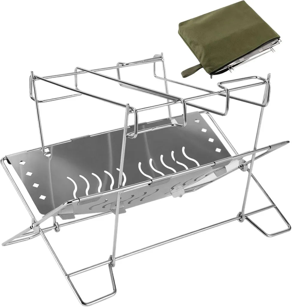Brasero portable en acier inoxydable, support pliable pour barbecue et feu de camp, accessoires pour terrasse et jardin