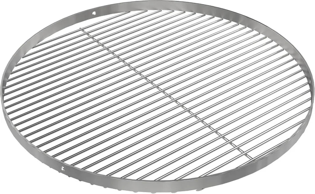 Grande grille ronde inox 70 cm pour barbecue suspendu, accessoire avec trous et trépied