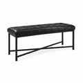 Banc en cuir noir avec cadre métallique