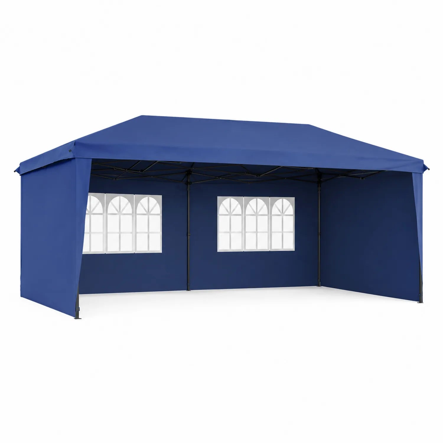 Tente de réception en polyester bleu avec fenêtres 3x6m