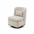 Chaise pivotante en bois et métal avec revêtement en polyester crème