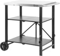 Chariot de Barbecue Pliable en Acier Inoxydable - 60x80x82 cm - Argent et Noir
