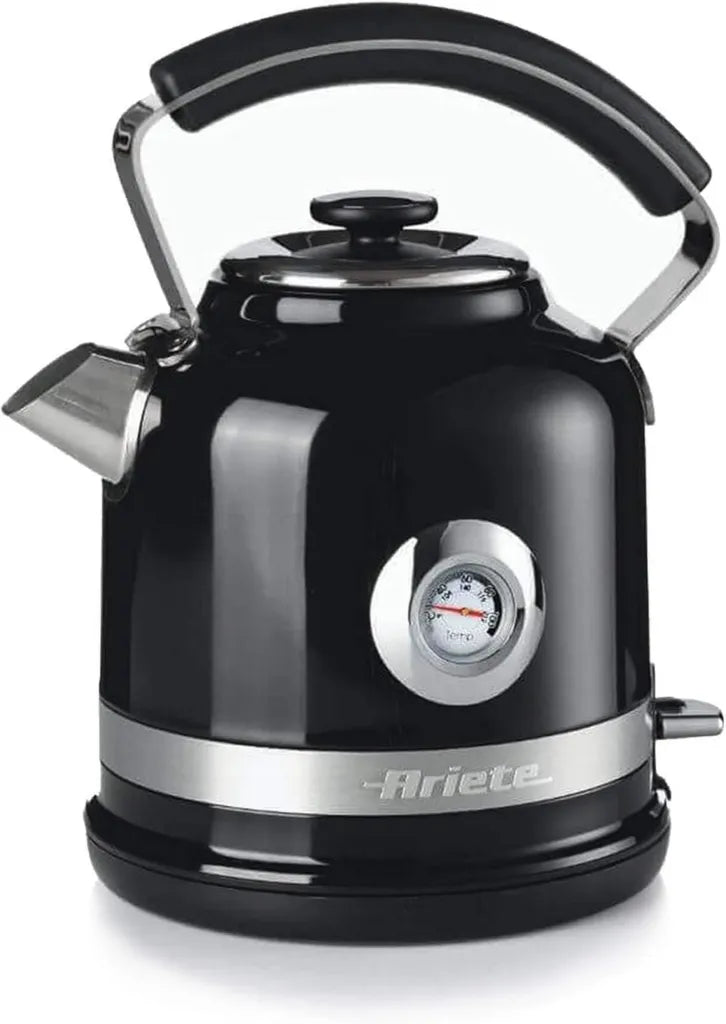 Bouilloire Électrique Ariete Moderna Inox 1.7L, Thermomètre Intégré, 2000W, Noire