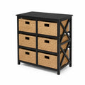 Commode en métal avec paniers en rotin 70x35x80 cm Noir/Naturel