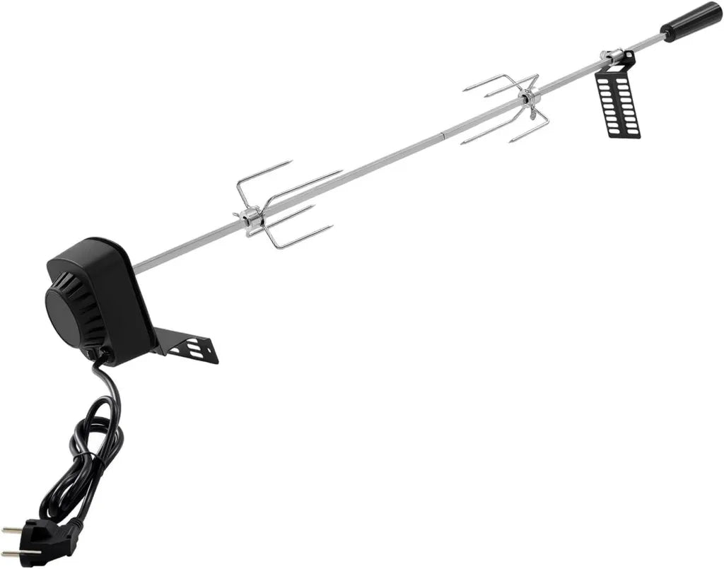 Rôtissoire Électrique en Inox avec Rotation Automatique 360°, 4W pour Barbecue Gaz et Charbon
