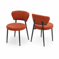 Chaises en métal et tissu bouclé Rouge Brique (Lot de 2)