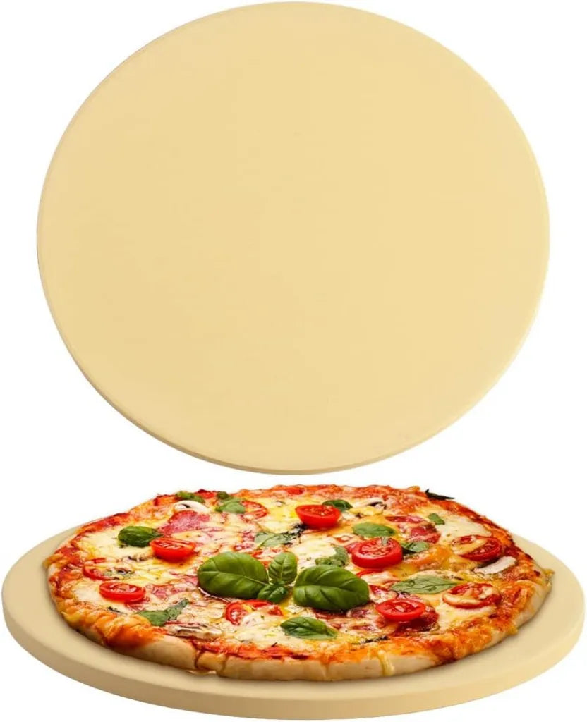 homEdge Pierre à Pizza Ronde en Cordiérite 38,1 cm - Résistante aux Chocs Thermiques pour Four et Gril