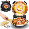 Four à Pizza Électrique NutriChef - Pierre de 30 cm, Thermostat & Thermomètre, Chauffage Jusqu'à 425°C, Cuisson Rapide & Fenêtre, Nettoyage Facile - Noir