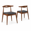 Lot de 2 chaises en bois avec assise en tissu gris