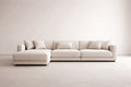 Beige Fabric L-Shaped Sectional Sofa with Cushions