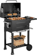 Gril à Charbon de Bois Compact avec Couvercle et Thermomètre - Outsunny