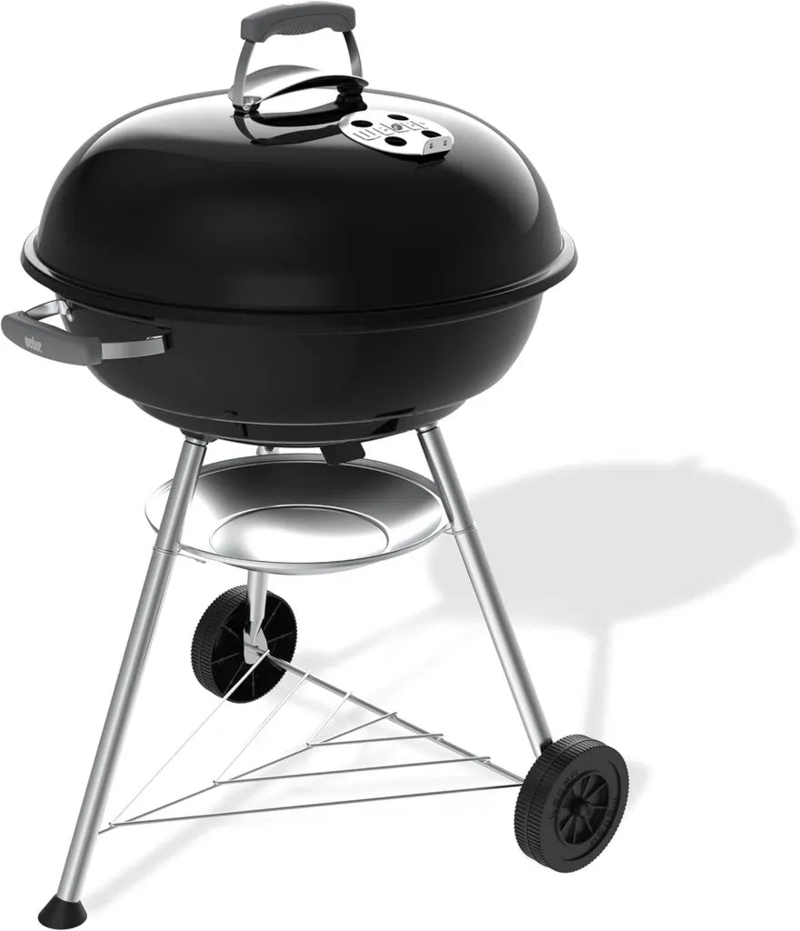 Barbecue Weber Compact Kettle 57 cm en charbon avec thermomètre, surface de cuisson large, noir
