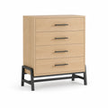 Commode 4 tiroirs Chêne et Métal Noir