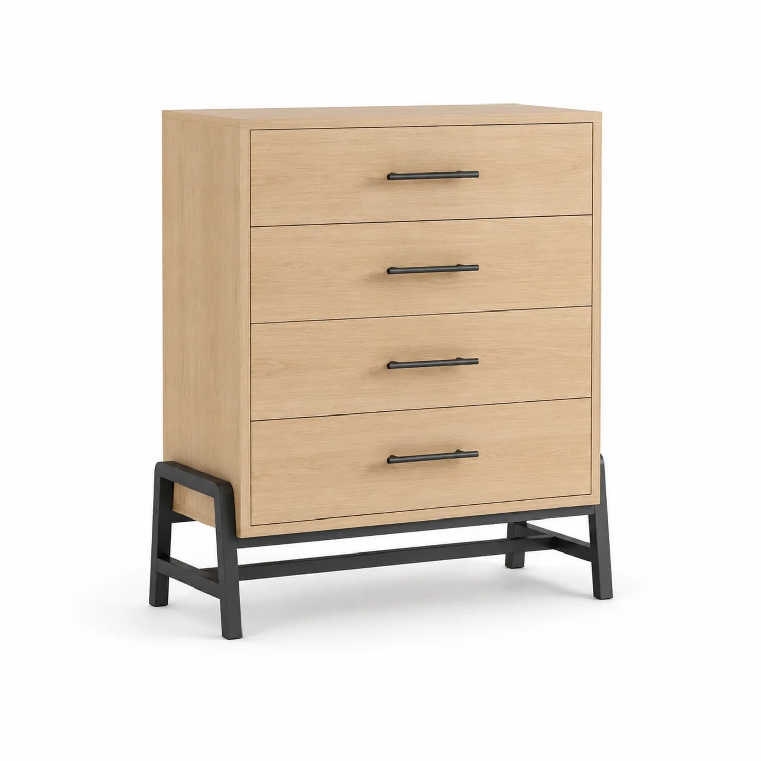 Commode 4 tiroirs Chêne et Métal Noir