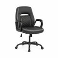 Chaise de bureau en similicuir noir avec accoudoirs rembourrés