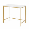 Bureau rectangulaire 100x50x75 cm en MDF Blanc et métal Doré