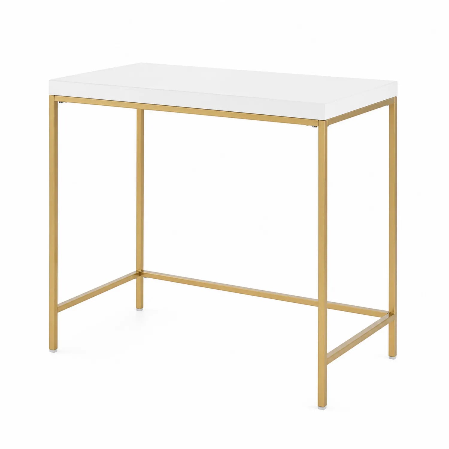Bureau rectangulaire 100x50x75 cm en MDF Blanc et métal Doré