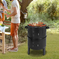 Barbecue Fumeur 3 en 1 Multifonction à Charbon avec Thermomètre - Noir