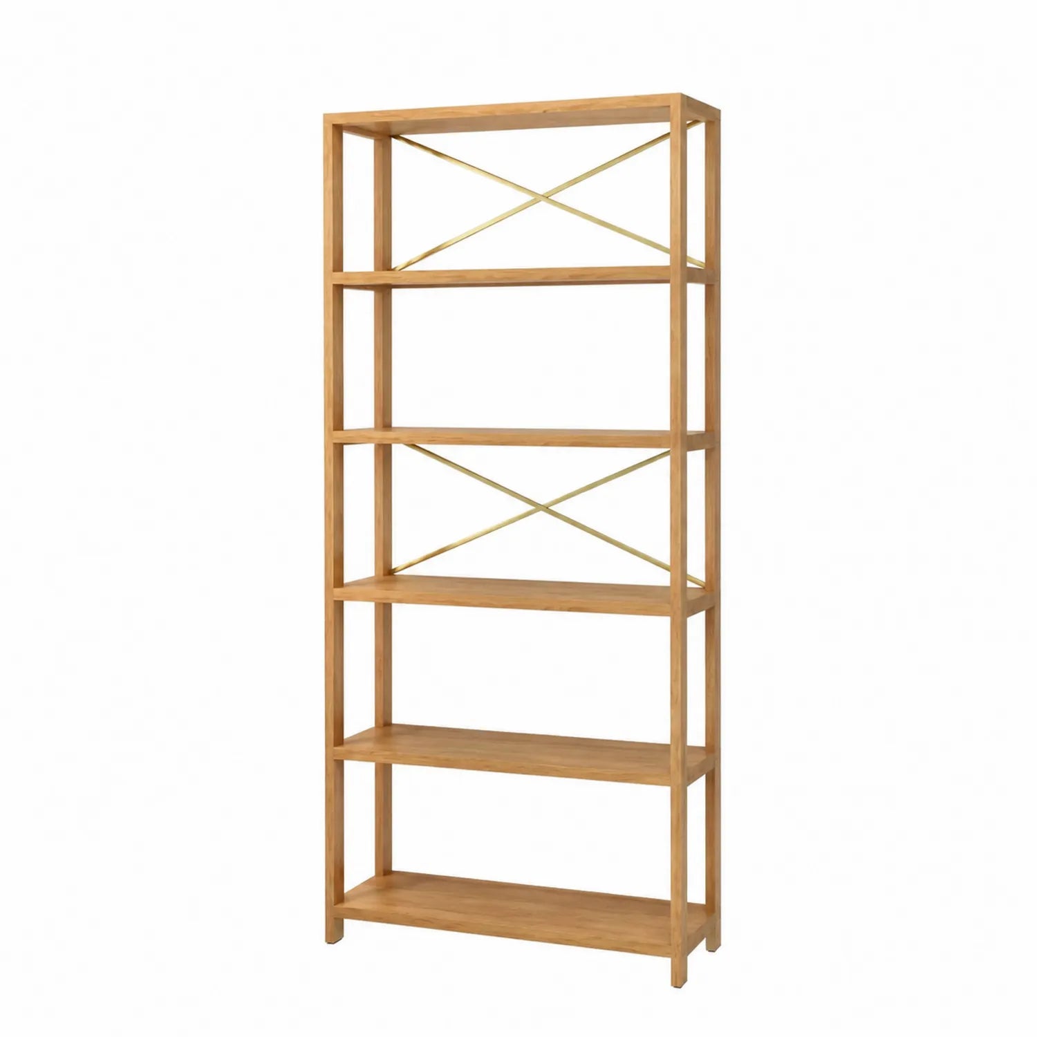 Étagère en bois avec 5 niveaux et supports métalliques