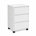 Caisson en bois MDF avec roulettes et 3 tiroirs Blanc