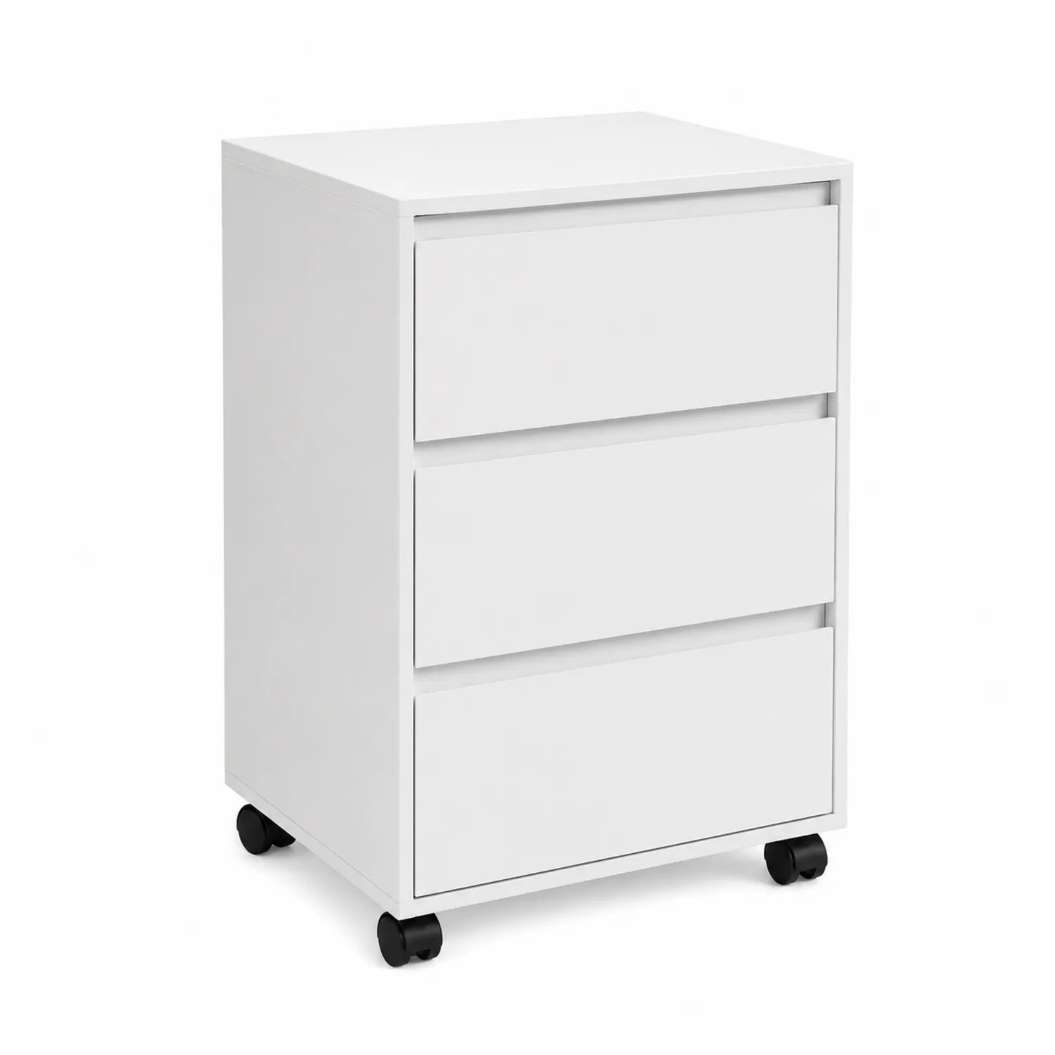 Caisson en bois MDF avec roulettes et 3 tiroirs Blanc