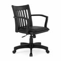 Chaise pivotante en bois et similicuir noir