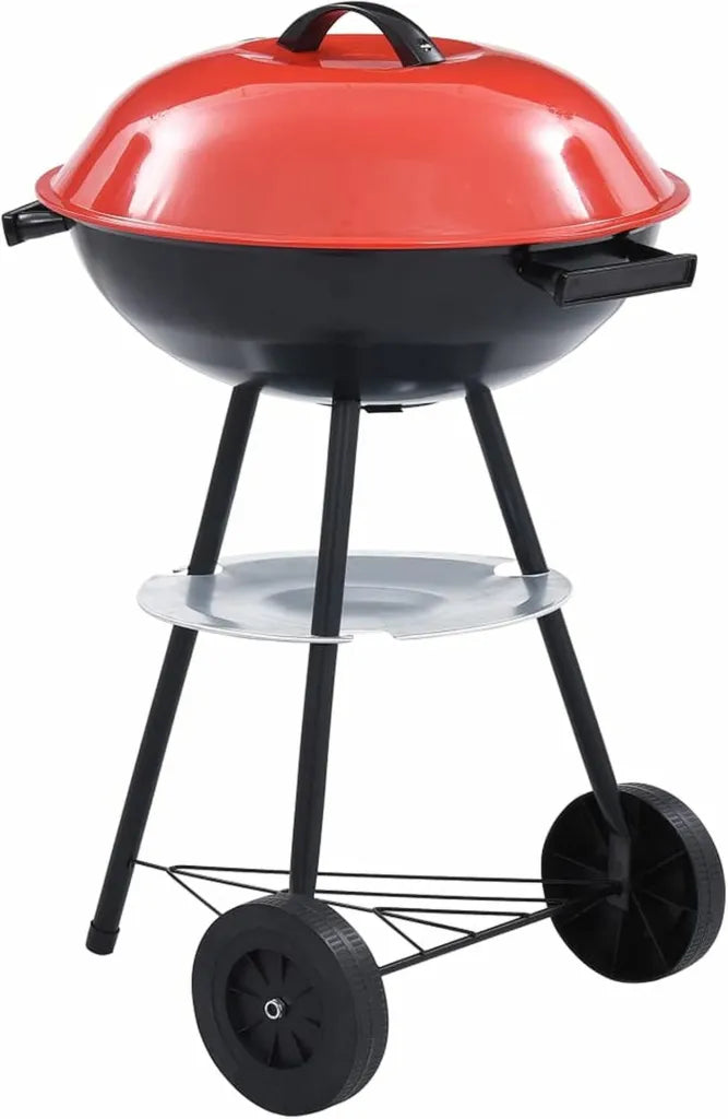 Grill à Charbon Portatif XXL avec Roues 44 cm, Fumoir BBQ Extérieur pour Viande, Poisson et Fromage