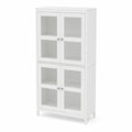 Bibliothèque en bois avec portes en verre, Blanc 180x90x35cm