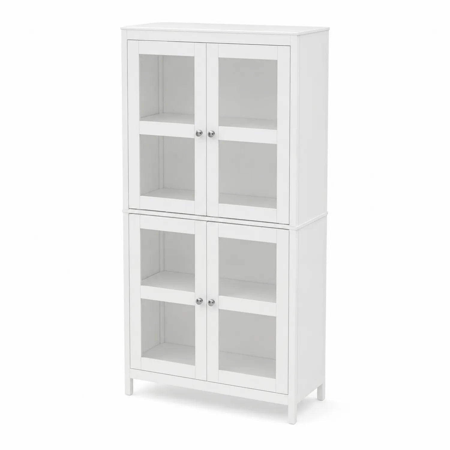 Bibliothèque en bois avec portes en verre, Blanc 180x90x35cm