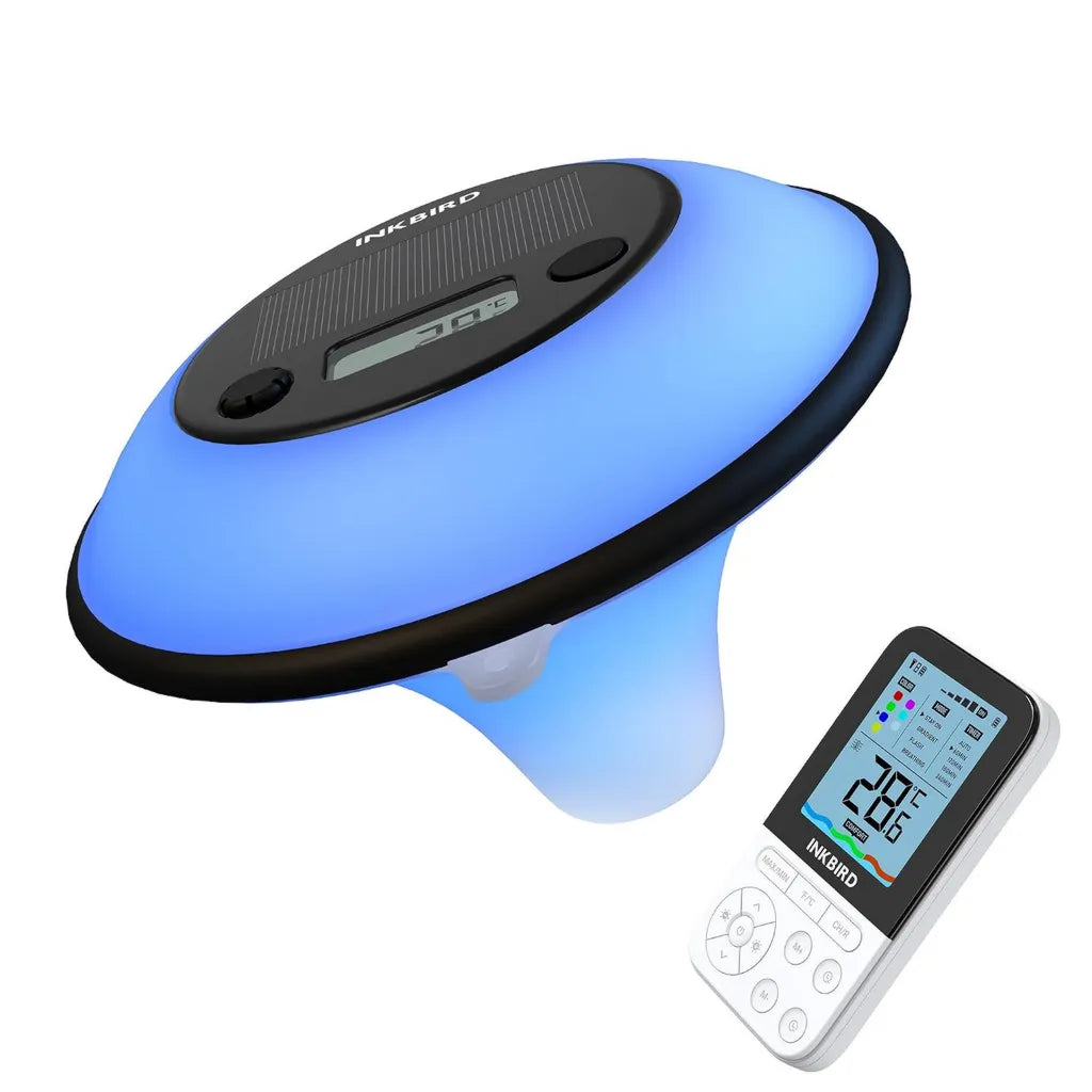 Thermomètre de Piscine Solaire Inkbird IBS-P05R, Lumière LED Multicolore, Étanche IP68, Minuterie et Télécommande Sans Fil pour Spa et Aquarium